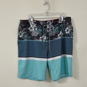 Goodfellow & Co Men’s Blue White Floral Striped Drawstring Bathing Suit